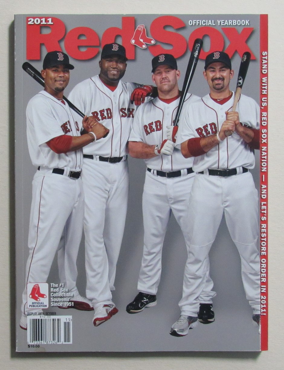 2011 Boston Red Sox Official Team Yearbook Crawford/Ortiz/Youkilis Cover 186042