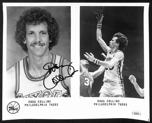 Doug Collins Philadelphia Sixers Signed 8x10 B/W Team Issued Photo JSA 197902