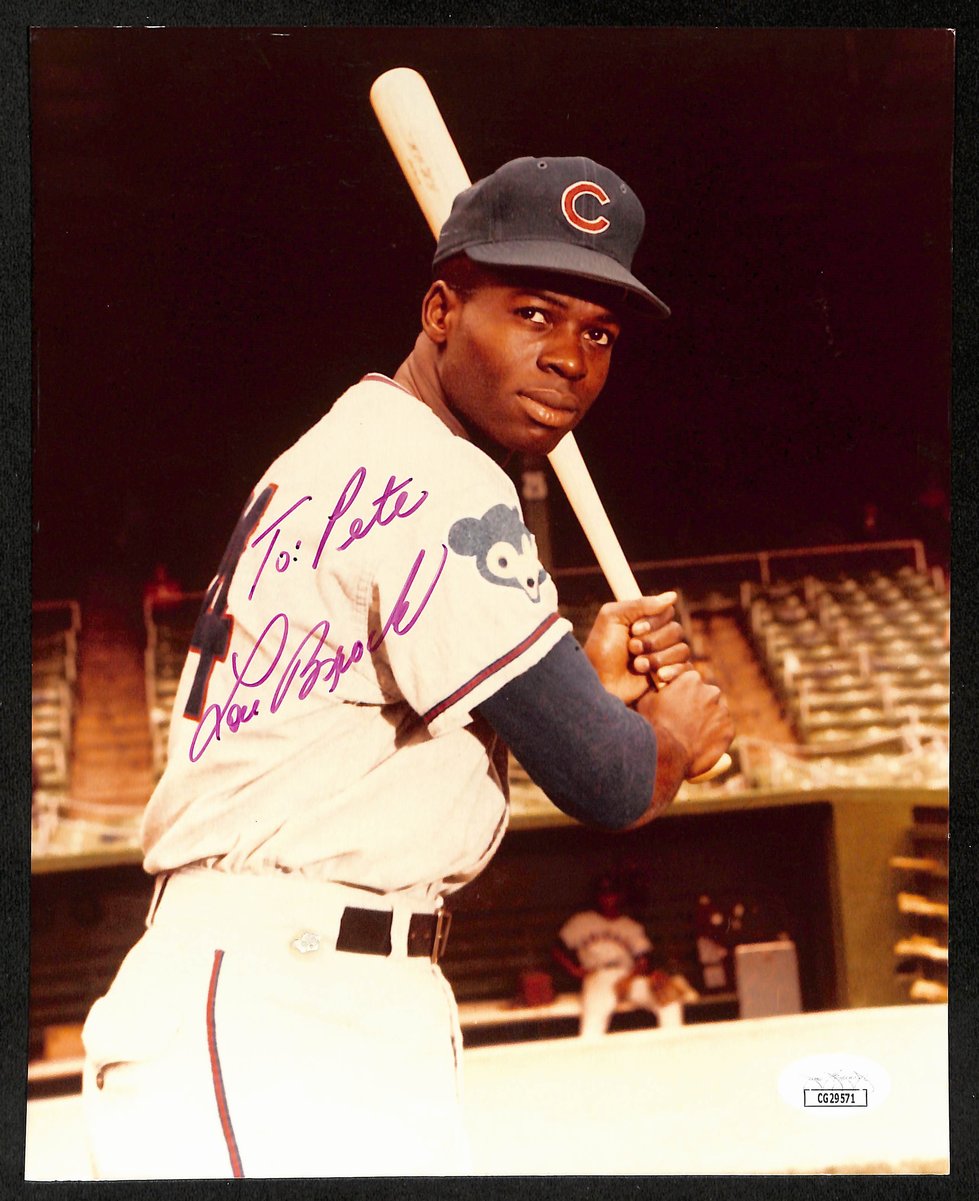 Lou Brock HOF Chicago Cubs d.2020  Signed/Autographed 8x10 Photo JSA 197911