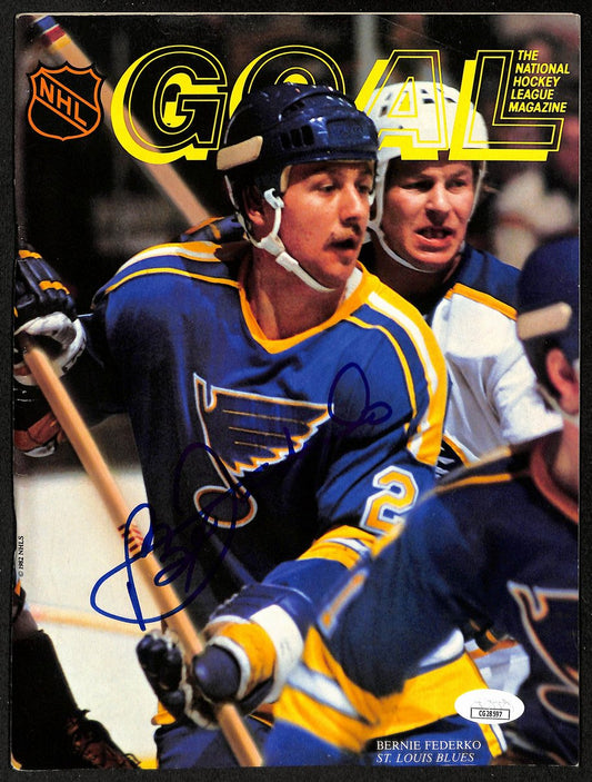 Bernie Federko St. Louis Blues Signed/Autographed Goal Magazine JSA 197281