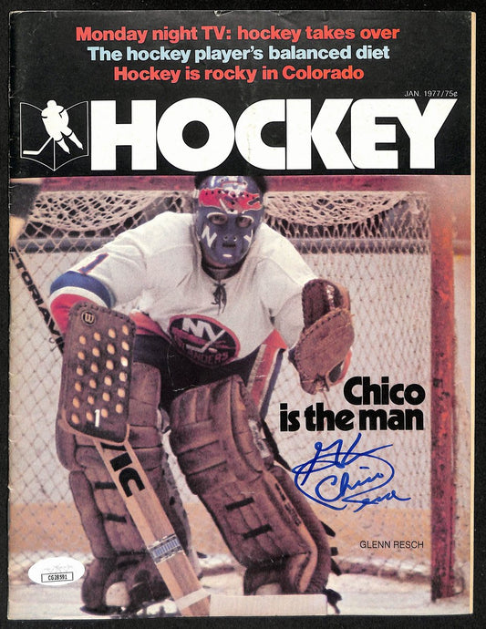 Glenn Chico Resch New York Islanders Signed/Auto Hockey Magazine JSA 197287