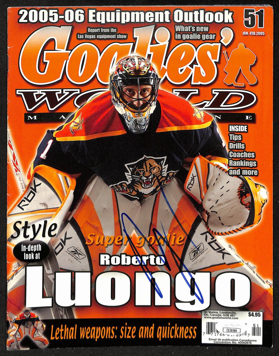 Roberto Luongo Florida Panthers Signed 2005 Goalie's World Magazine JSA 197292