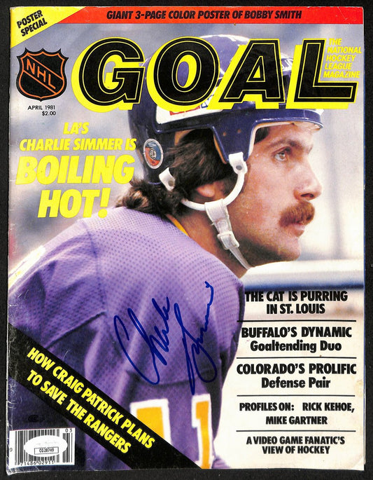Charlie Simmer Los Angeles Kings  Signed/Autographed Goal Magazine JSA 197303