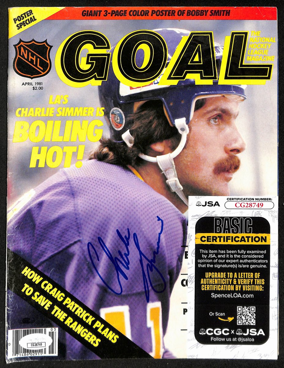 Charlie Simmer Los Angeles Kings Signed/Autographed Goal Magazine JSA 197303