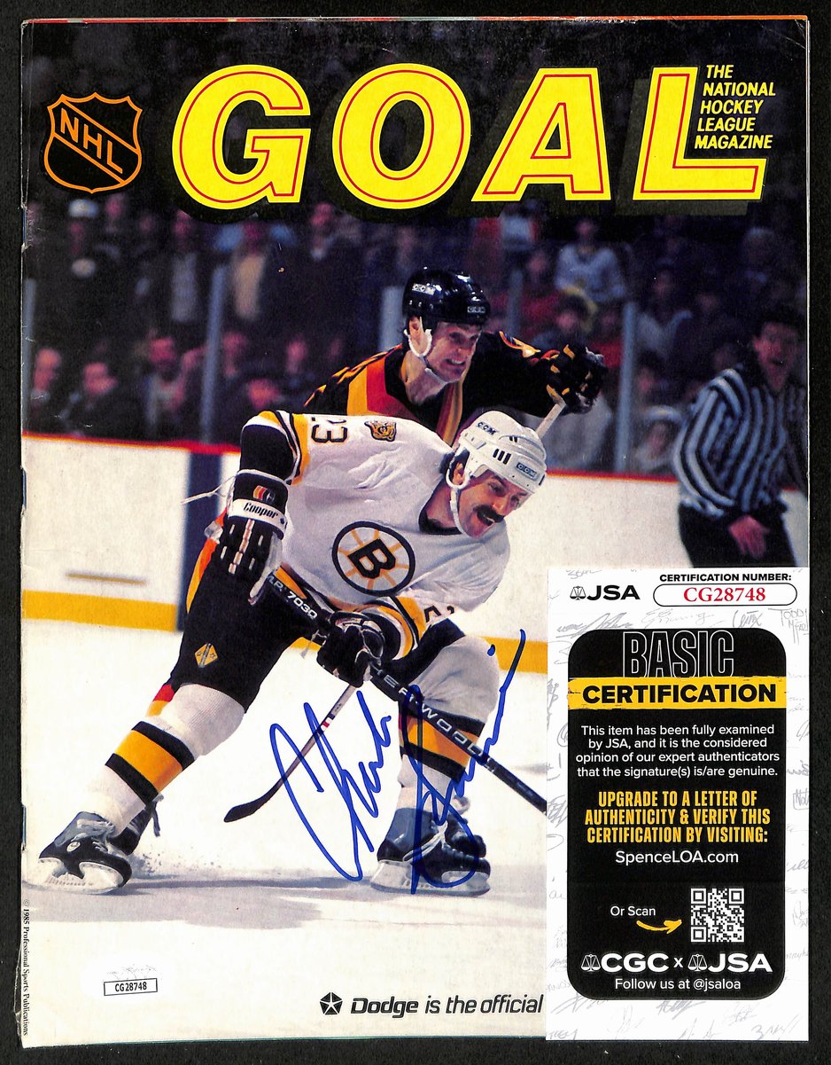 Charlie Simmer Boston Bruins Signed/Autographed Goal Magazine JSA 197304