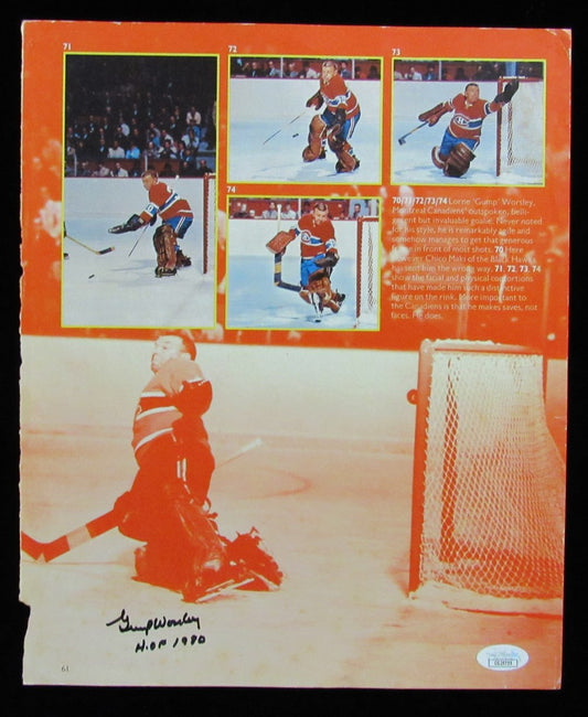 Gump Worsley HOF Signed/Inscribed 10x12 Magazine Photo Montreal JSA 197545