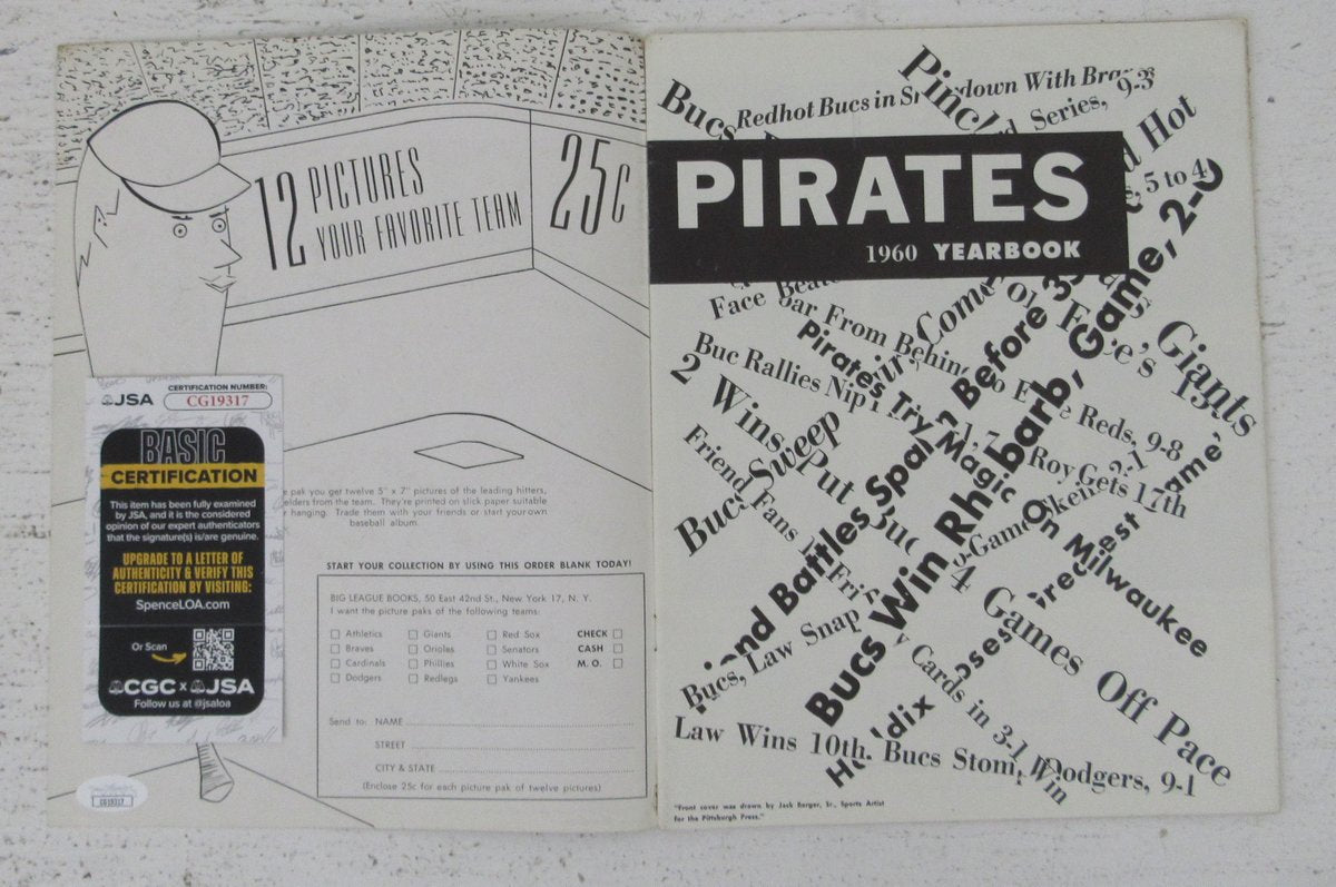 Bill Mazeroski HOF Signed/Auto 1960 Pittsburgh Pirates Yearbook JSA 198643