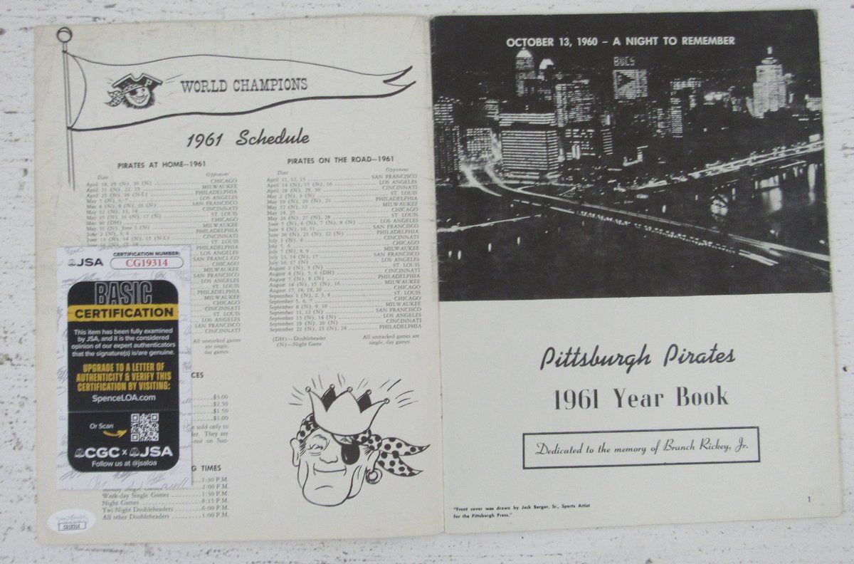 Bill Mazeroski HOF Signed/Auto 1961 Pittsburgh Pirates Yearbook JSA 198646
