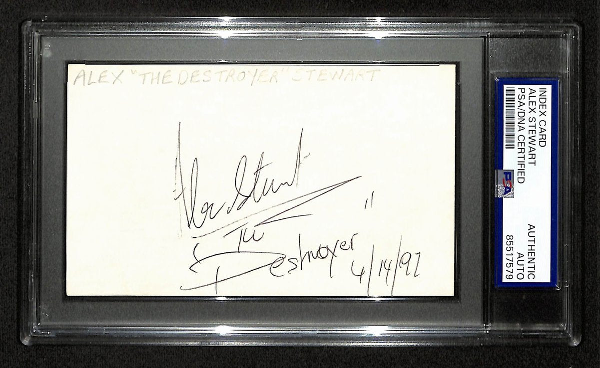 Alex Stewart Signed/Inscribed 3x5 Index Card Boxing Champ PSA/DNA 197020