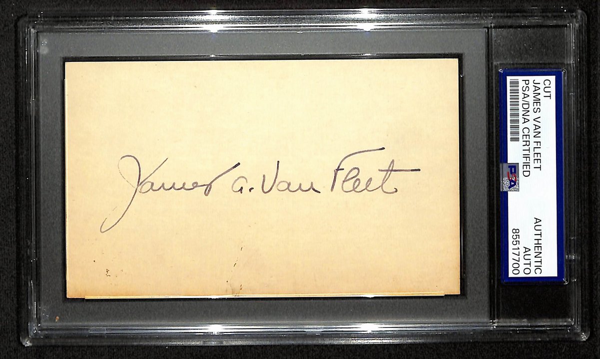 James Van Fleet Signed/Auto Cut on 3x5 Card U.S. Army General PSA/DNA 197026