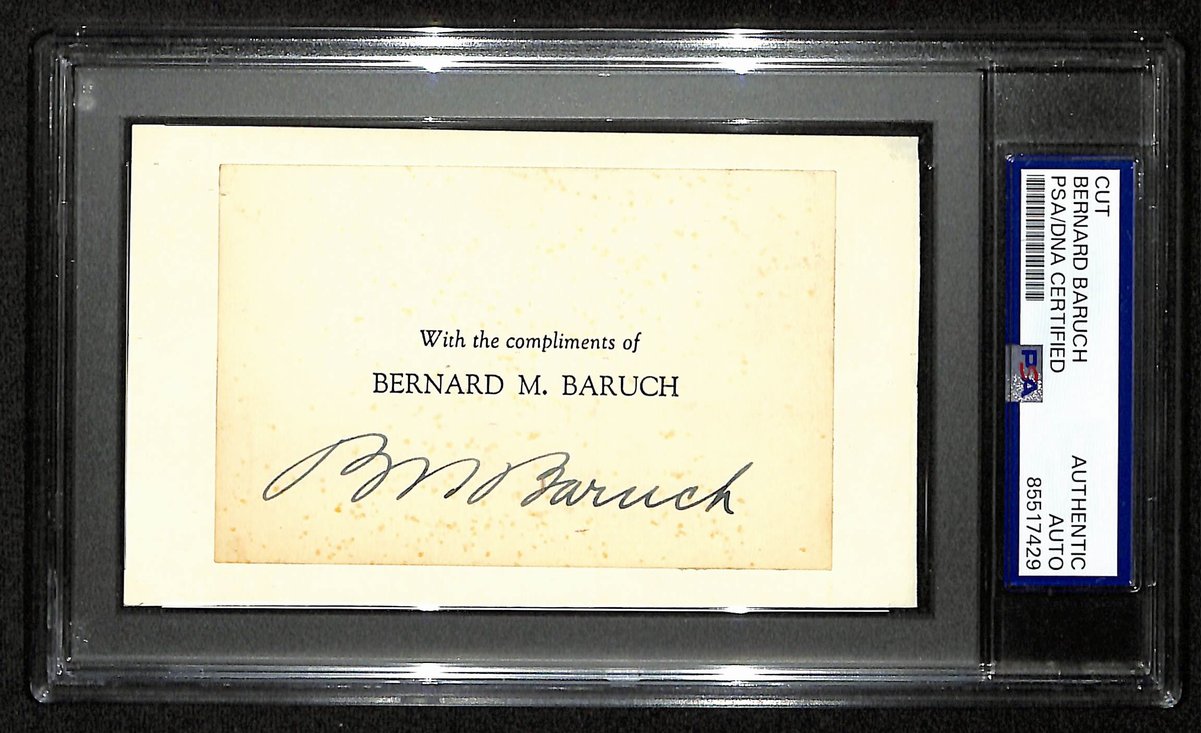 Bernard Baruch Signed/Auto Cut on 3x5 Card FDR Finance Advisor PSA/DNA 197028