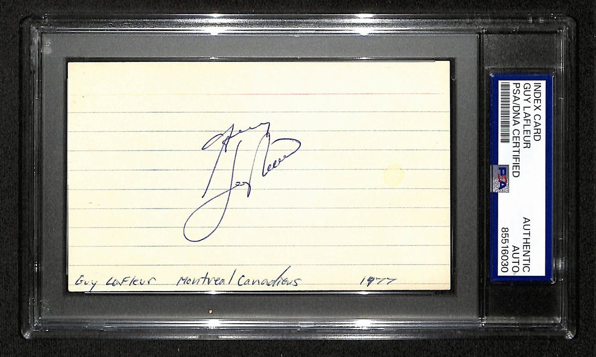 Guy Lafleur HOF Signed/Auto 3x5 Index Card Montreal Canadiens PSA/DNA 197788