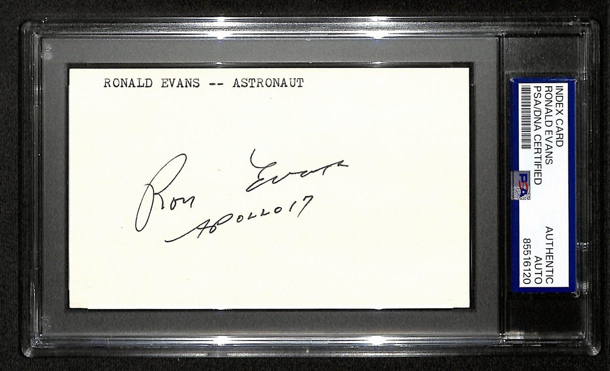 Ronald Evans Signed/Inscribed 3x5 Index Card Astronaut PSA/DNA 197797