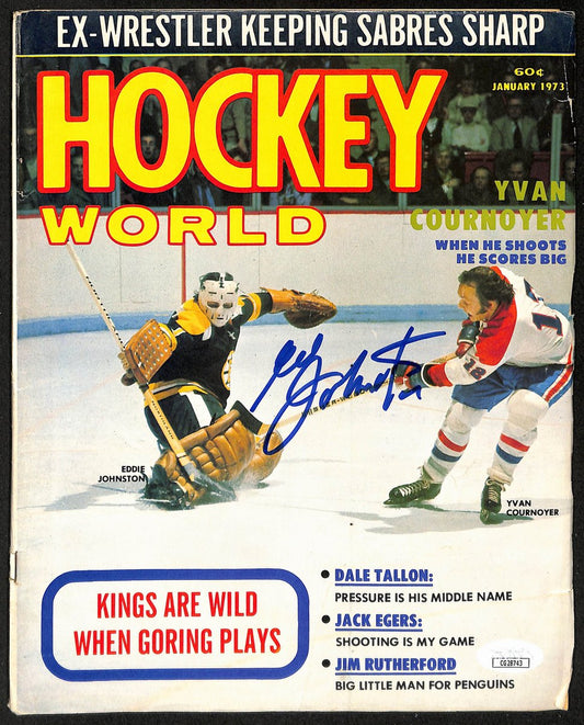 Ed Johnston Boston Bruins Signed January 1972 Hockey World Magazine JSA 196848