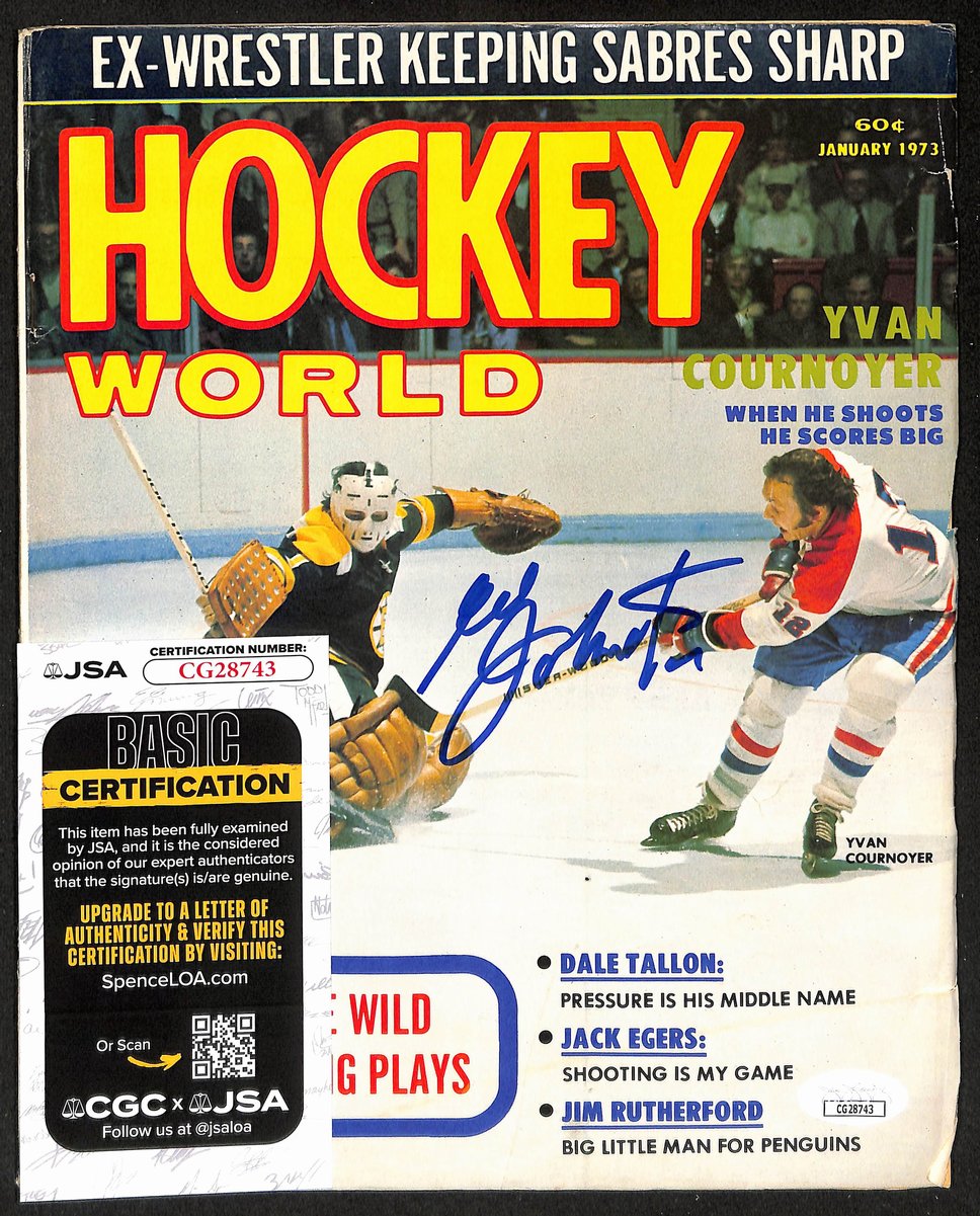 Ed Johnston Boston Bruins Signed January 1972 Hockey World Magazine JSA 196848