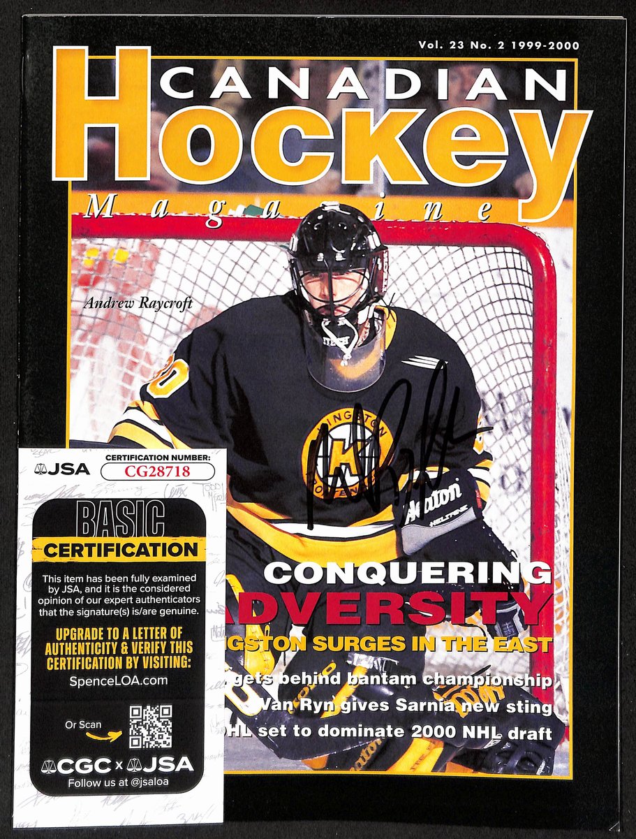 Andrew Raycroft Boston Bruins Signed 1999-00 Canadian Hockey Magazine JSA 196867