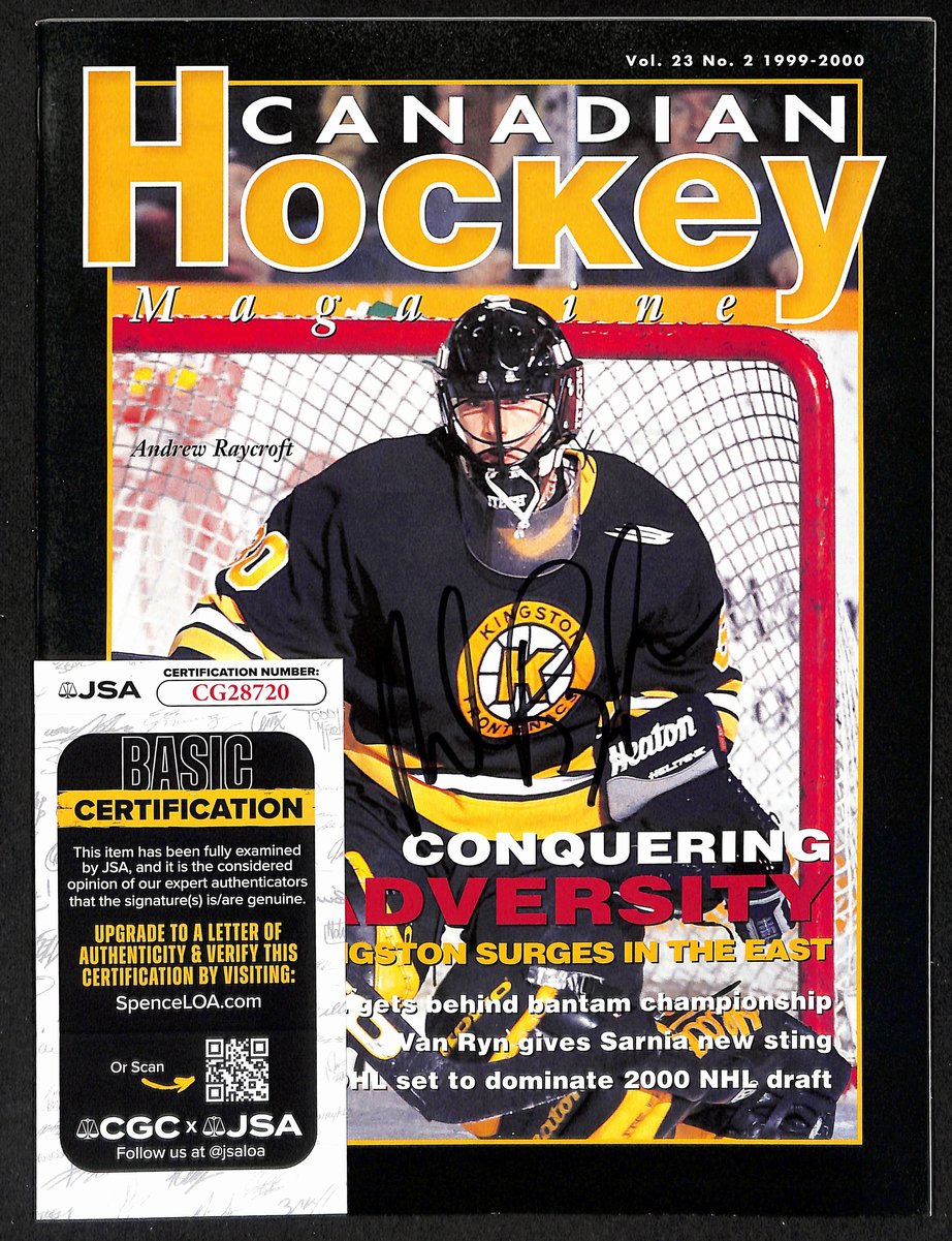 Andrew Raycroft Boston Bruins Signed 1999-00 Canadian Hockey Magazine JSA 196869