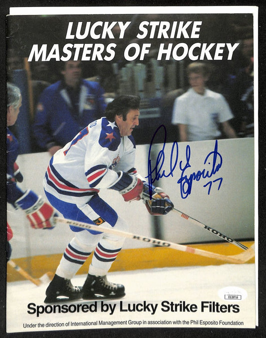 Phil Esposito HOF  Boston Bruins Signed Lucky Strike Hockey Magazine JSA 196875