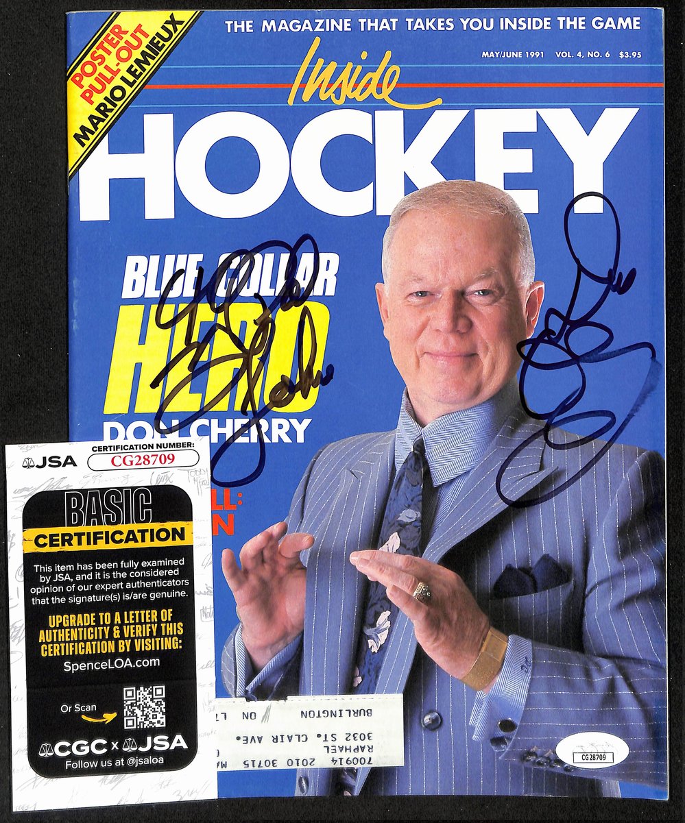 Don Cherry Boston Bruins Signed/Auto 1991 Inside Hockey Magazine JSA 196877