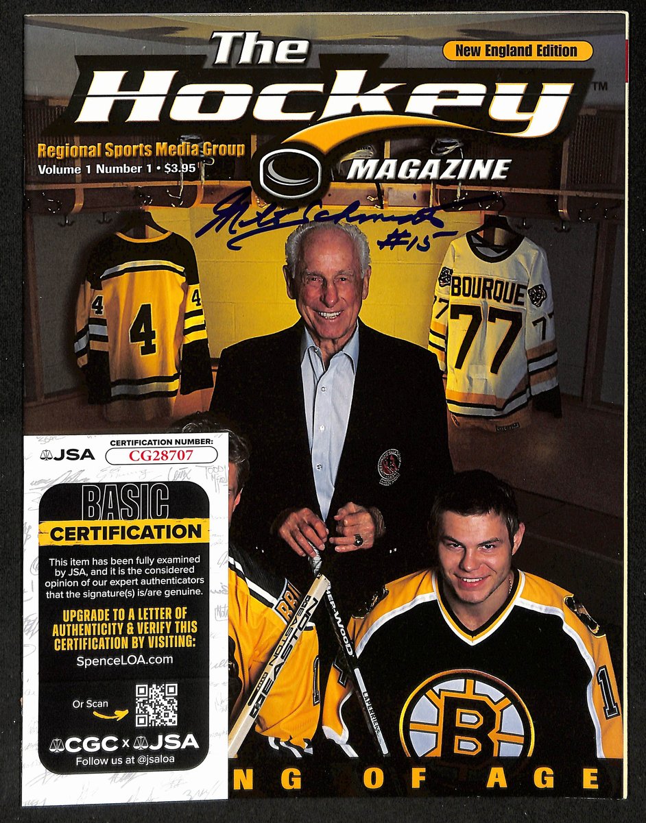 Milt Schmidt Boston Bruins Signed/Auto The Hockey Magazine NE Edition JSA 196884