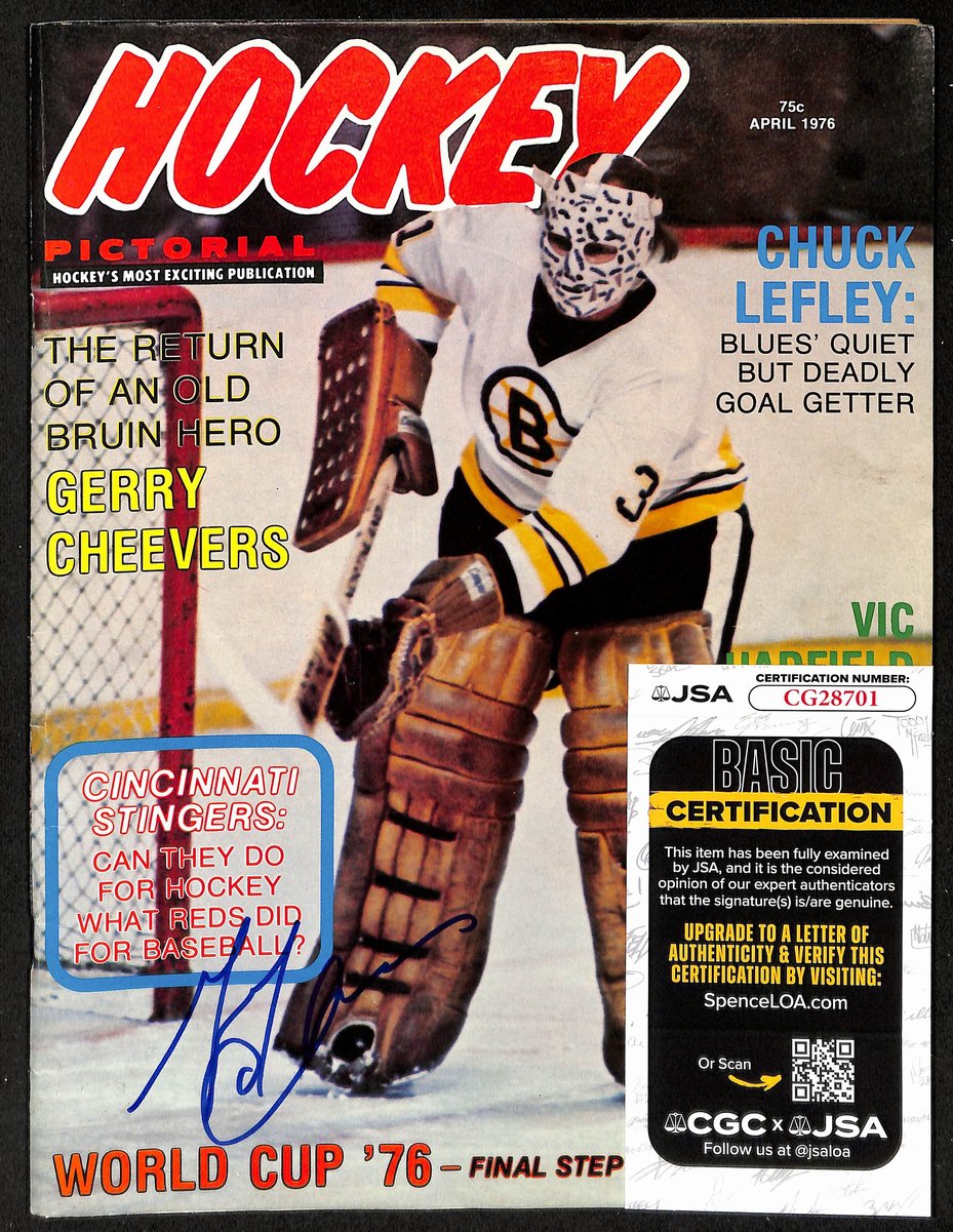 Gerry Cheevers Boston Bruins Signed 1976 Hockey Pictorial Magazine JSA 196885