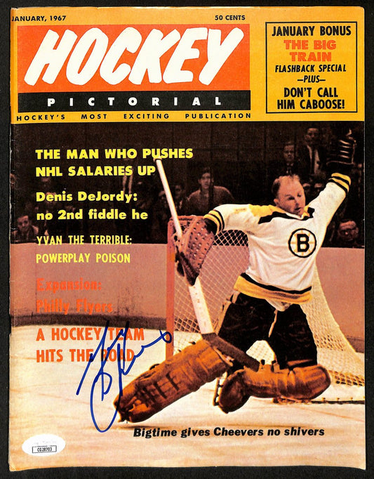 Gerry Cheevers Boston Bruins Signed 1967 Hockey Pictorial Magazine JSA 197828