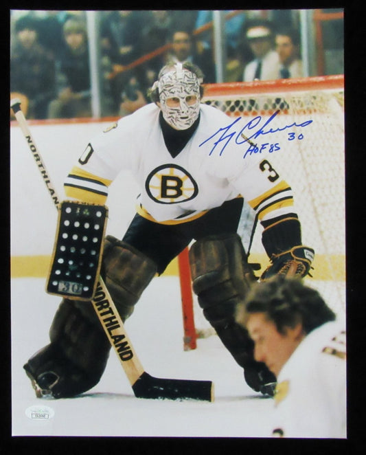 Gerry Cheevers HOF Signed/Inscribed 11x14 Photo Boston Bruins JSA 197550