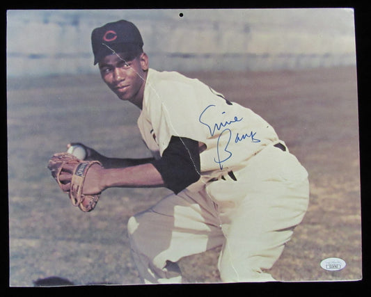 Ernie Banks HOF Signed/Auto 14x11 Calendar Photo Chicago Cubs JSA 197556