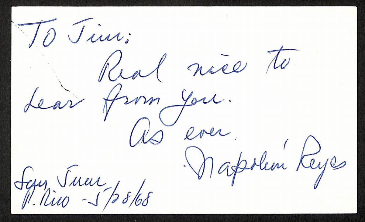 Napolean Reyes New York Mets d.1995 SignedAutographed 3x5 Index CardA 197619