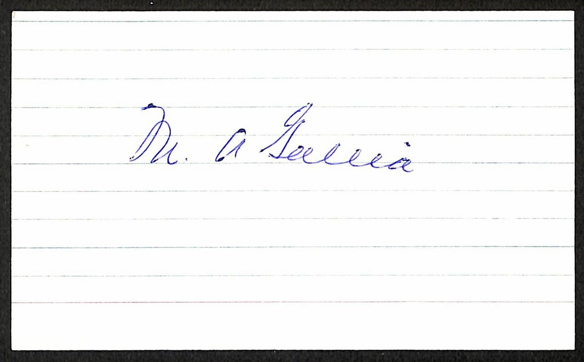 Bert Gallia Washington Senators d.1976 Signed/Autographed 3x5 Index Card 197642