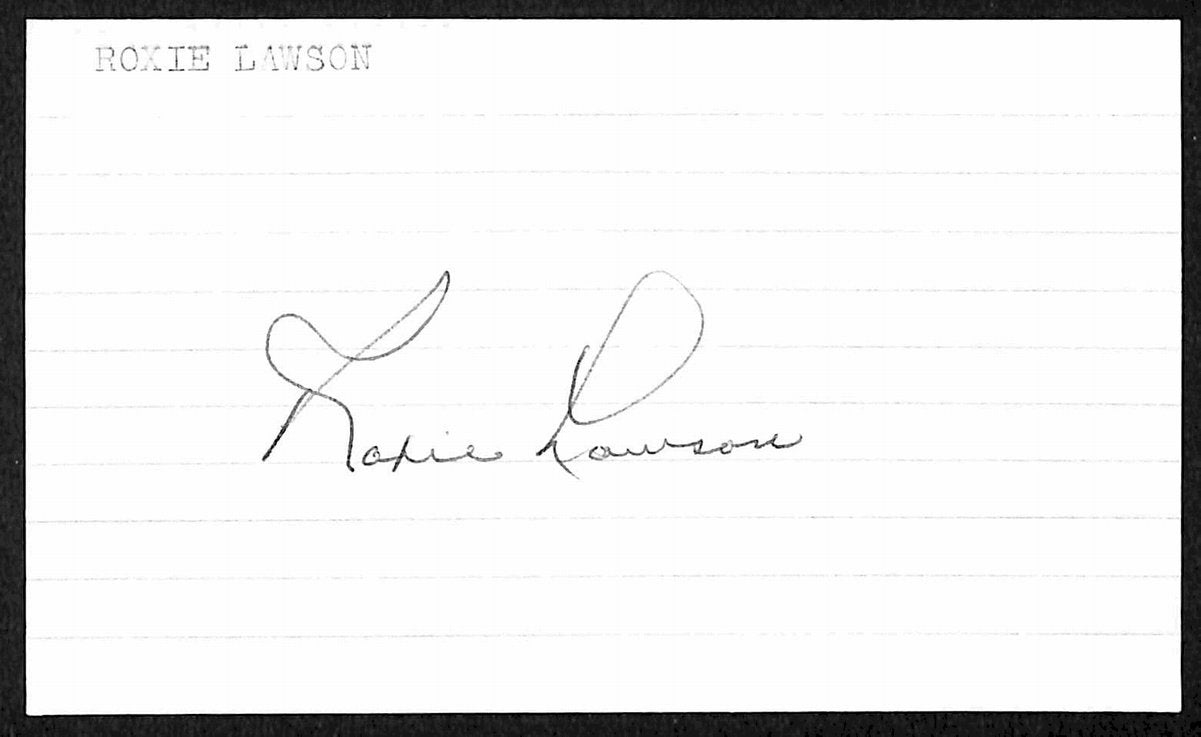 Roxie Lawson Detroit Tigers d.1977 Signed/Autographed 3x5 Index Card 197655