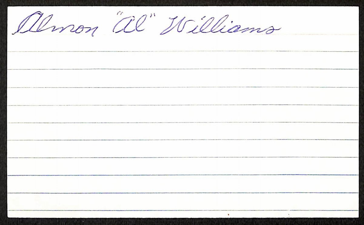 Al Williams Philadelphia A's d.1969 Signed/Autographed 3x5 Index Card 197665