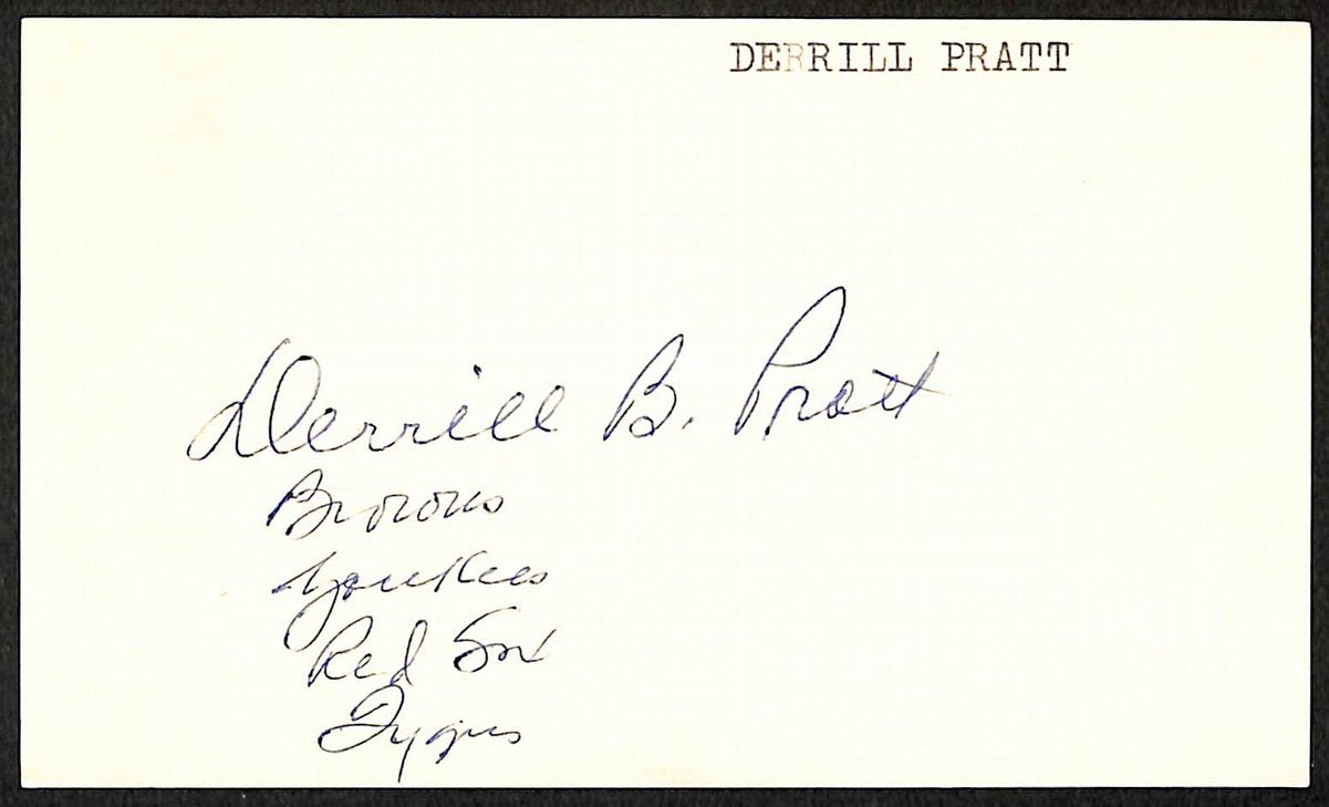 Derrill Pratt St. Louis Browns d.1977 Signed/Autographed 3x5 Index Card 197667