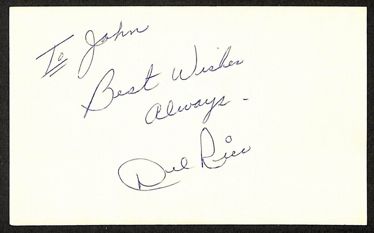 Del Rice St. Louis Cardinals d.1983 Signed/Autographed 3x5 Index Card 197668