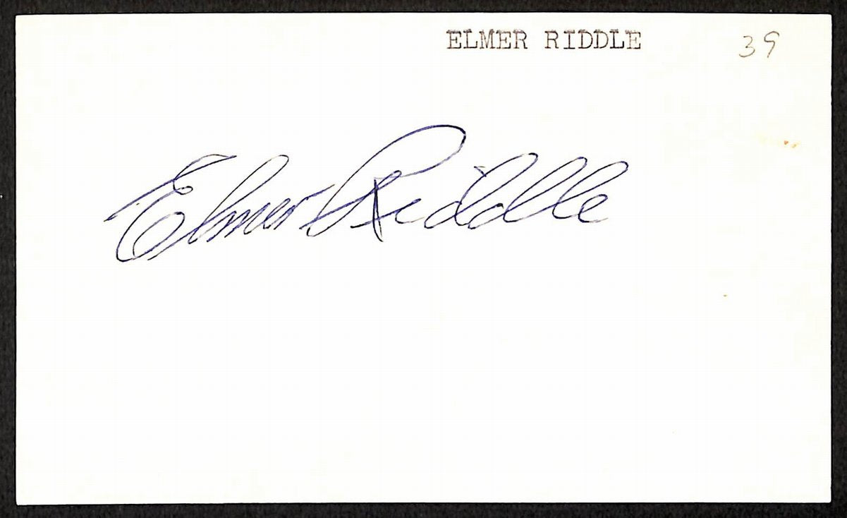 Elmer Riddle Reds/Pirates d.1984 Signed/Autographed 3x5 Index Card 197669