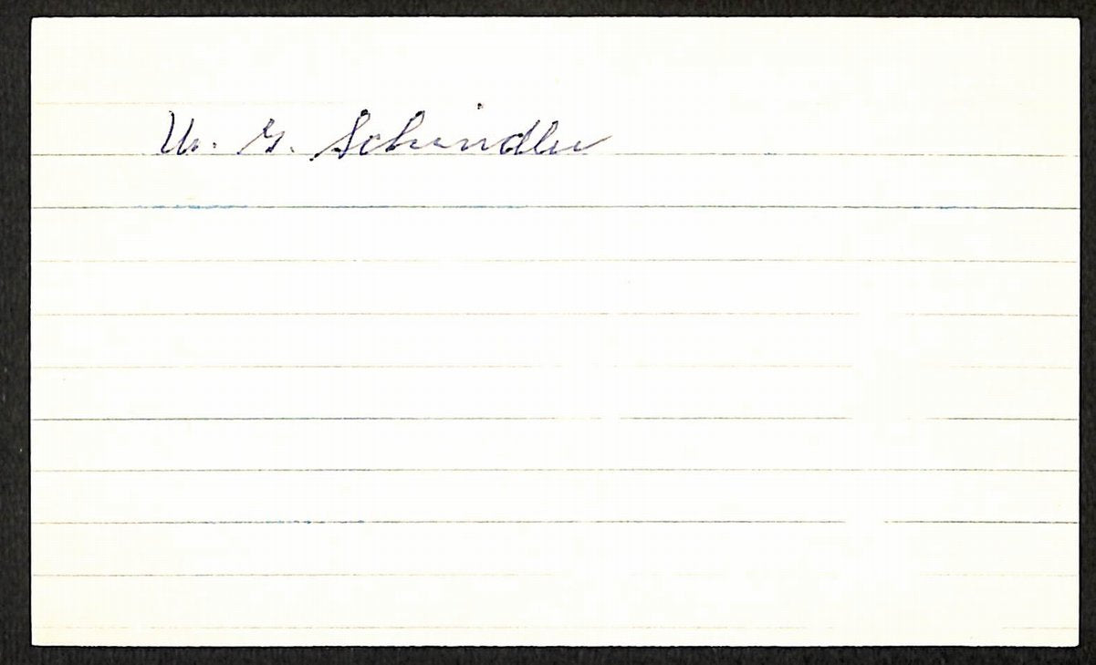 Bill Schindler St. Louis Cardinals d.1952 Signed/Auto 3x5 Index Card 197673