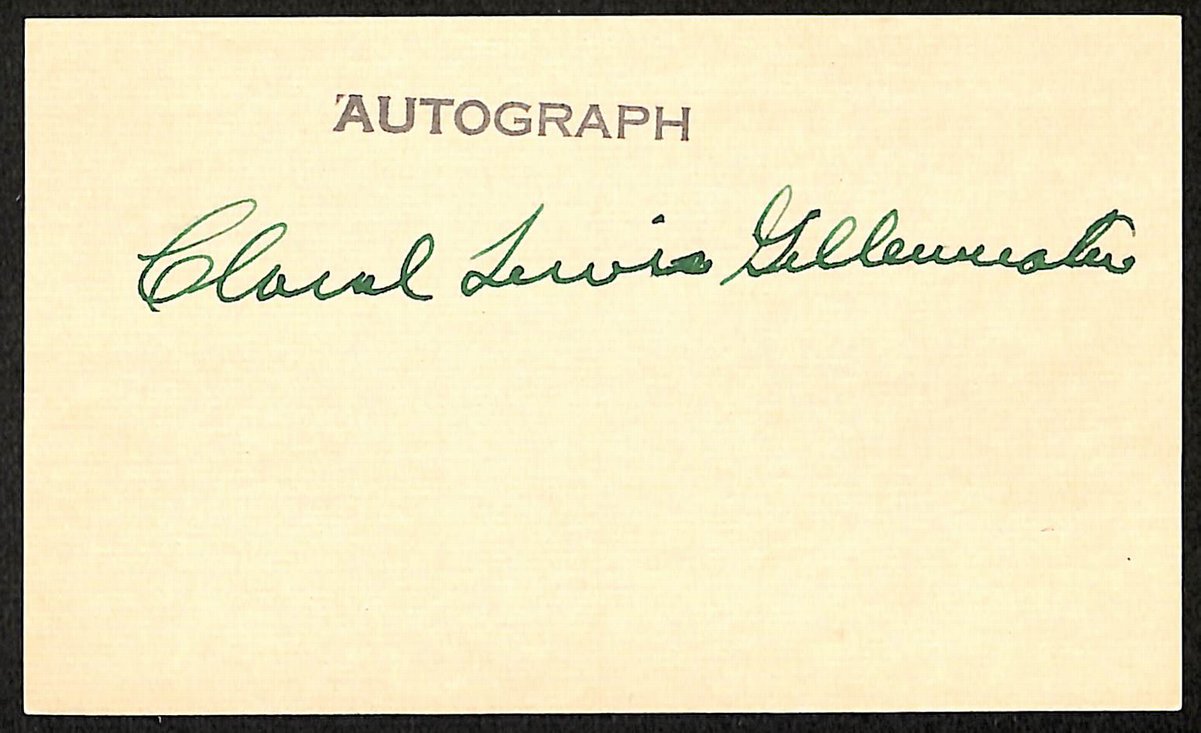 Claral Gillenwater Chicago White Sox d.1978 Signed/Auto 3x5 Index Card 197679