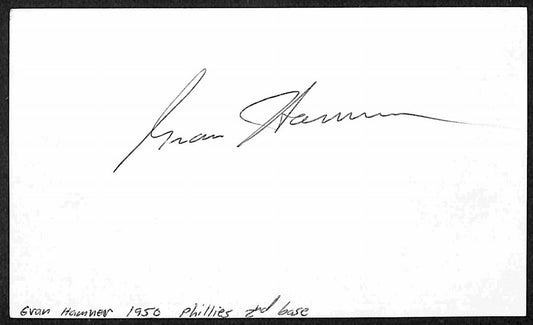 Gran Hamner 1950 Philadelphia Phillies d.1993 Signed/Auto 3x5 Index Card 197688