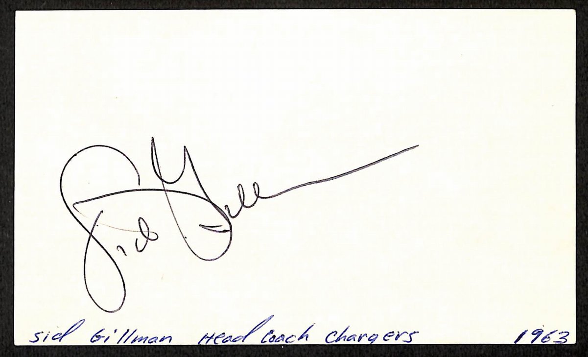 Sid Gillman Eagles/Chargers HOF d.2003 Signed/Autographed 3x5 Index Card 197692