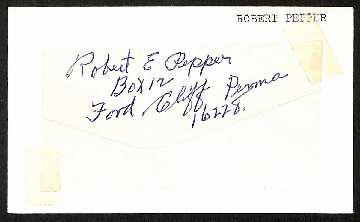 Bob Pepper Philadelphia A's d.1968 Signed/Autographed 3x5 Index Card 197697