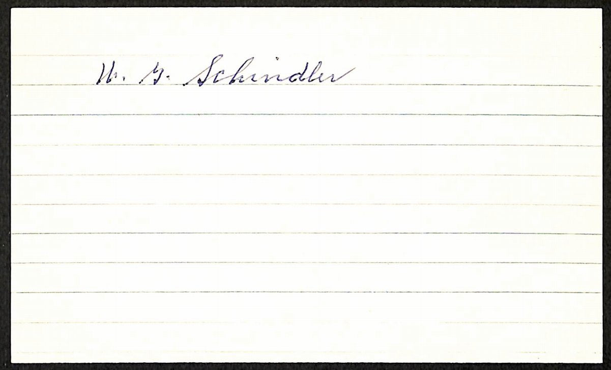 Bill Schindler St. Louis Cardinals d.1952 Signed/Auto 3x5 Index Card 197698