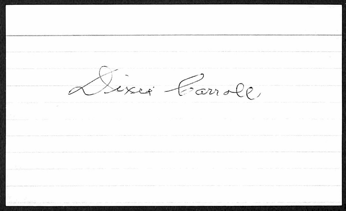 Dixie Carroll Boston Braves d.1984 Signed/Autographed 3x5 Index Card 197700