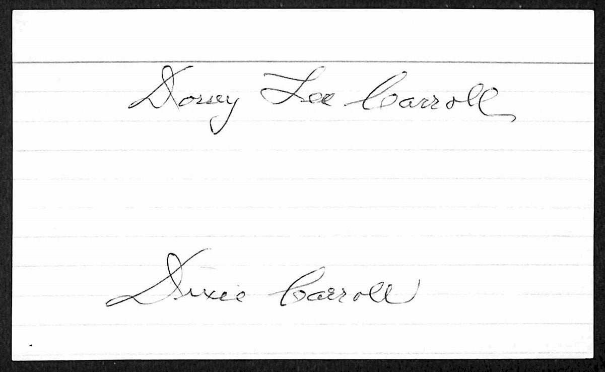Dixie/Dorsey Lee Carroll Boston Braves Multi Signed 3x5 Index Card 197701