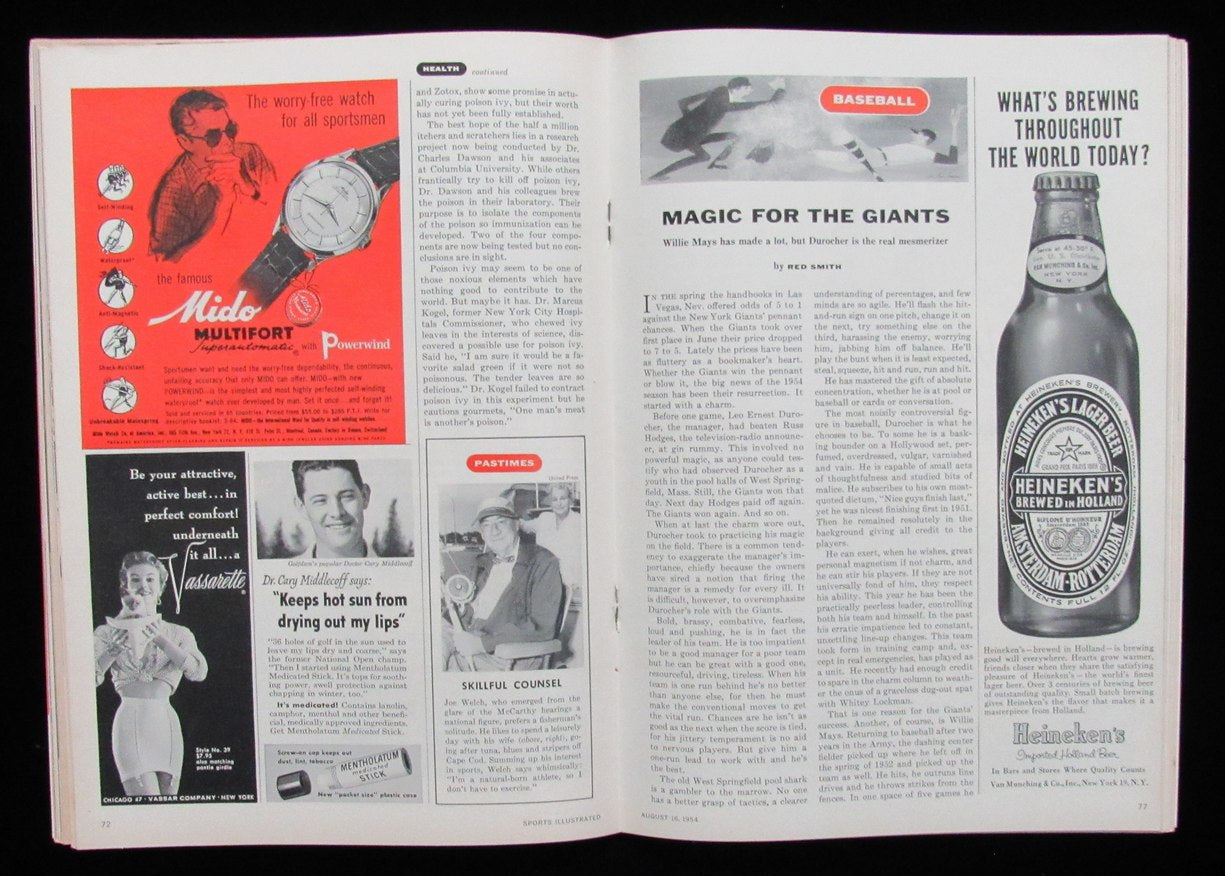 August 16, 1954 Sports Illustrated First Issue Magazine with Cards Intact 198143