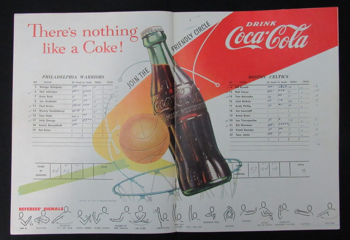 1958 Warriors vs Celtics and Nationals vs. Pistons NBA Games Program 198162