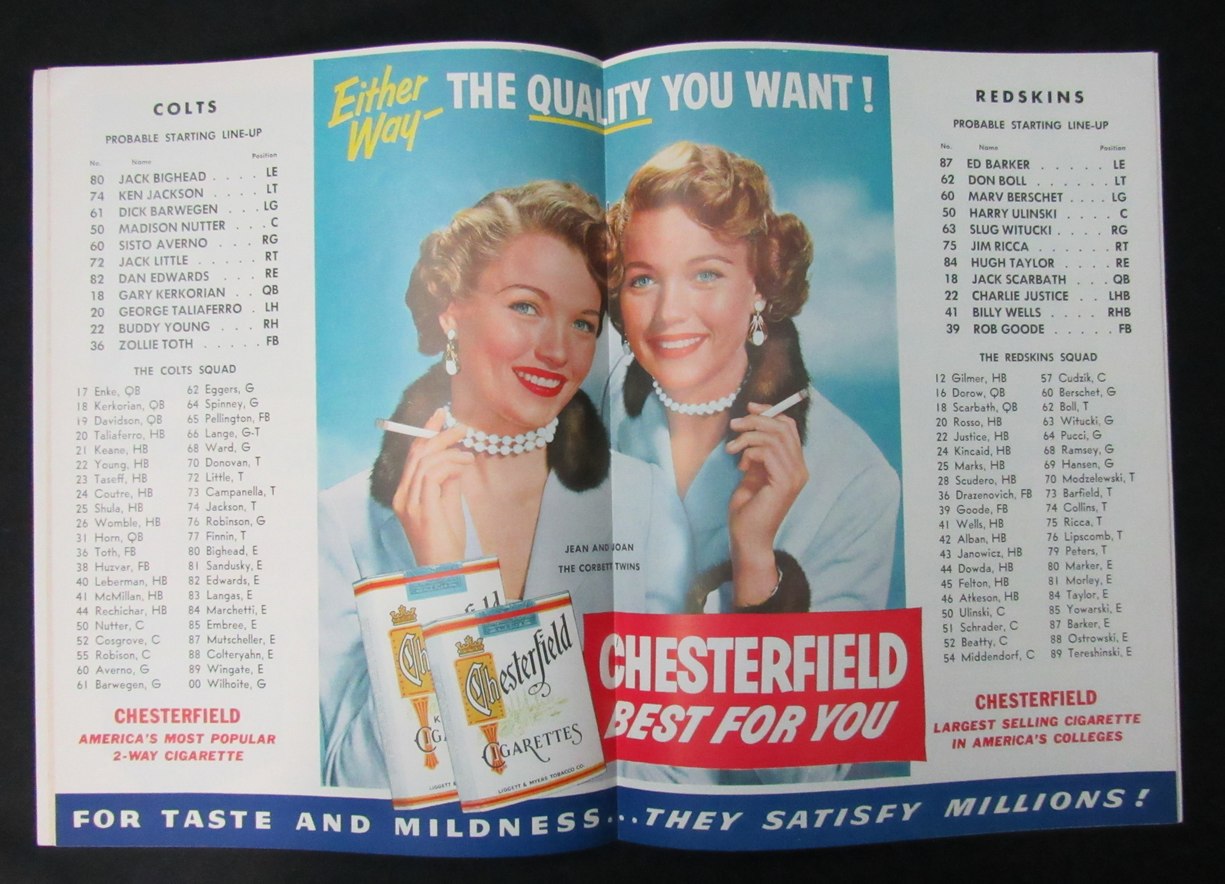 1954 Colts vs. Redskins NFL Football Game Program at Memorial Stadium 198180