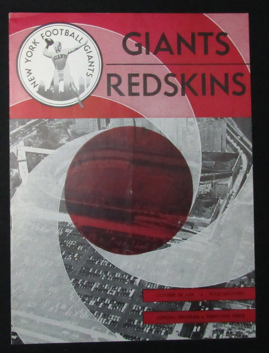 1954 Giants vs. Redskins NFL Football Game Program at Polo Grounds 198181