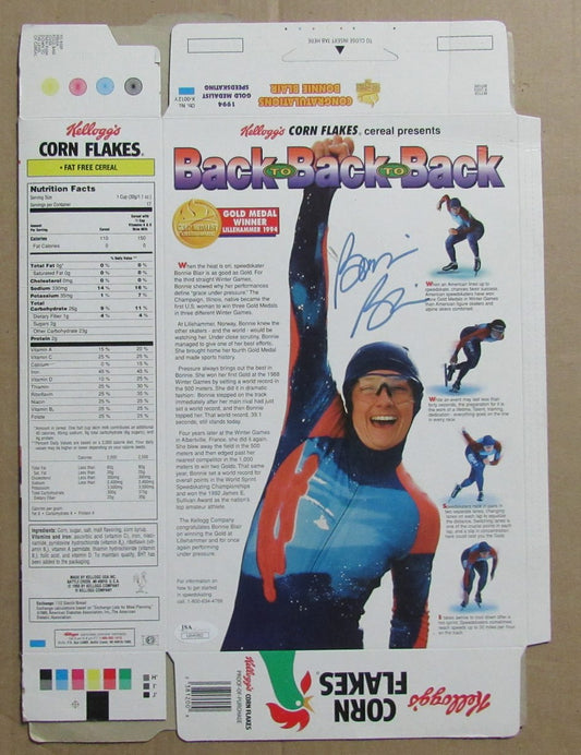 Bonnie Blair Olympic Skater Signed/Auto Kellogg's Corn Flakes Box JSA 198228