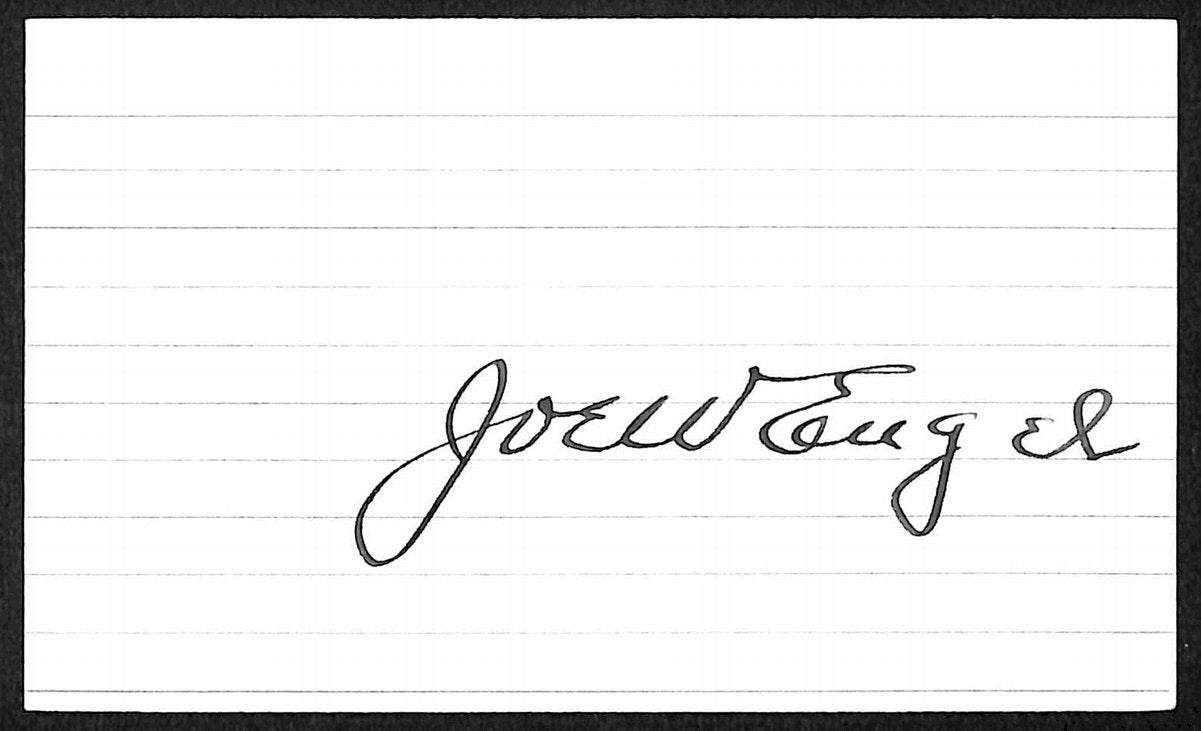 Joe Engel Reds/Senators d.1969 Signed/Autographed 3x5 Index Card 197703