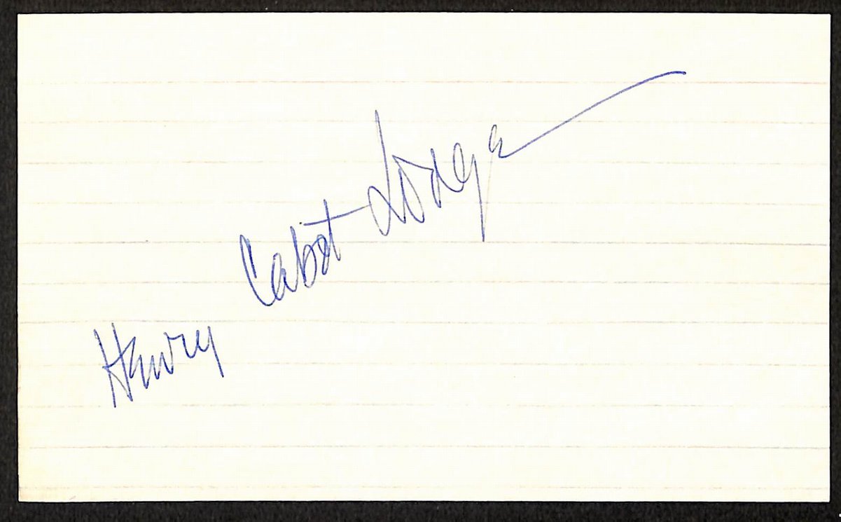 Henry Cabot Lodge US Senator/VP Candidate d.1924 Signed 3x5 Index Card 197709